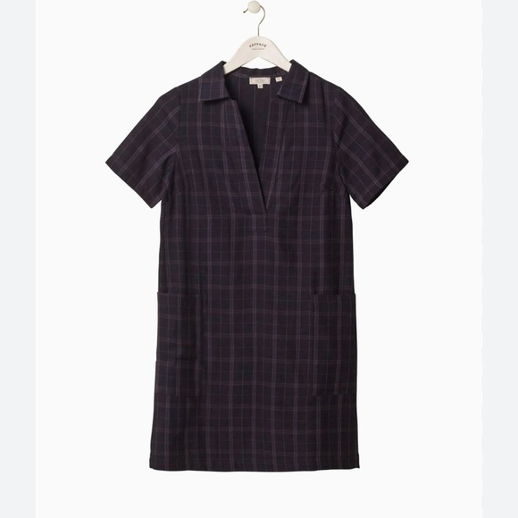 Fat Face navy plaid shift dress cotton pockets - Picture 1 of 10